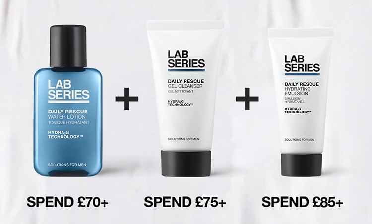 lifestyle picture showing lab series daily rescue mini skincare gifts